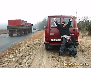 real fuck on big public street